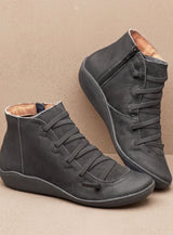 Johanna | Stiefeletten Damen Wasserdichte Schnürstiefeletten mit Reißverschluss – Grau