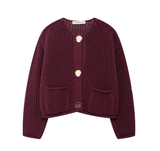 Strickjacke Damen Casual – Weinrot