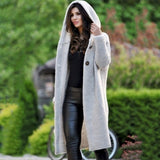 Amelie | Strickjacke Damen Lang Kapuze Grob Gestrickt Cardigan – Beige