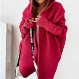 Annika | Strickjacke Damen Oversized Kapuzen Cardigan mit Fledermausärmeln – Rot