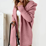 Annika | Strickjacke Damen Oversized Kapuzen Cardigan mit Fledermausärmeln – Rosa