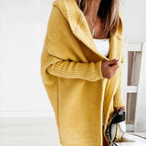 Annika | Strickjacke Damen Oversized Kapuzen Cardigan mit Fledermausärmeln – Gelb