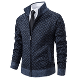 Strickjacke Mit Rautenmuster – Blau