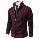 Strickjacke Mit Rautenmuster – Bordeaux