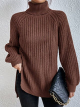 Amelie | Strickpullover Damen Oversize Rollkragen Grobstrick Pullover – Bernstein