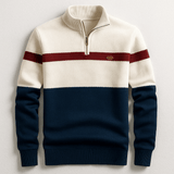 Strickpullover Herren Quarter Zip Color Block – Creme