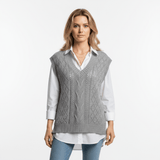Strickweste Damen V-Ausschnitt – Grau
