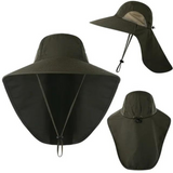 Damen UV-Schutz Sonnenhut mit Netz und Kordelzug – Freja – Armeegrün