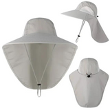 Damen UV-Schutz Sonnenhut mit Netz und Kordelzug – Freja – Hellgrau