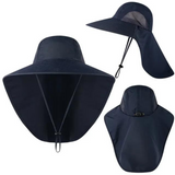 Damen UV-Schutz Sonnenhut mit Netz und Kordelzug – Freja – Blau