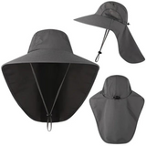 Damen UV-Schutz Sonnenhut mit Netz und Kordelzug – Freja – Grau