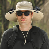 Sonnenenergie-Hut mit Ventilator und UV-Schutz – Khaki
