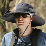 Sonnenenergie-Hut mit Ventilator und UV-Schutz – Dunkelgrau