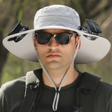 Sonnenenergie-Hut mit Ventilator und UV-Schutz – Hellgrau