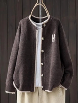 Sundra | Damen Oversized Strickjacke mit H-Logo – Dunkelbraun
