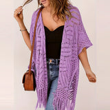 Soravina | Strick-Kimono mit Quasten und fließendem Fall – Lila