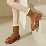 Svea | Damen Winterstiefel mit Fellrand und Profilsohle – Braun