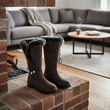 Sveldra | Damen Wasserdichte Winterstiefel Kniehoch – Dunkelbraun