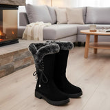 Sveldra | Damen Wasserdichte Winterstiefel Kniehoch – Schwarz