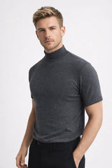 T-Shirt Herren Slim Fit Stehkragen – Grau