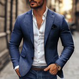Raffael | Herren Slim Fit Sakko Einknopf Blazer – Blau