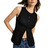 Tabea | Damen Weste Mit Knöpfen Und Schmalem Design – Schwarz