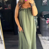 Tabea | Damen Ärmelloses Kleid Taschen – Lässiges Casual Sommerkleid Strand 2026 – Grün