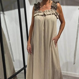 Tabea | Damen Ärmelloses Kleid Taschen – Lässiges Casual Sommerkleid Strand 2026 – Khaki