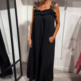 Tabea | Damen Ärmelloses Kleid Taschen – Lässiges Casual Sommerkleid Strand 2026 – Schwarz
