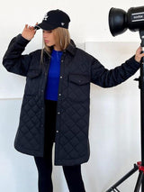 Taillierbarer Steppmantel Damen Modern – Schwarz