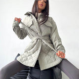 Taillierbarer Steppmantel Damen Modern – Hellgrau