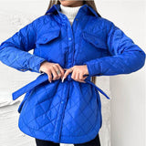 Taillierbarer Steppmantel Damen Modern – Blau