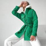 Taillierbarer Steppmantel Damen Modern – Grün