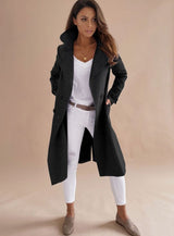 Emilia | Taillierter Wintermantel Damen Eleganter Zweireiher Wollmantel – Schwarz