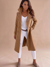 Emilia | Taillierter Wintermantel Damen Eleganter Zweireiher Wollmantel – Braun