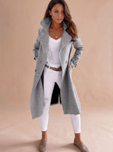 Emilia | Taillierter Wintermantel Damen Eleganter Zweireiher Wollmantel – Grau