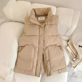 Tali | Damen Weste mit Stehkragen und Taschen – Khaki