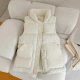 Tali | Damen Weste mit Stehkragen und Taschen – Cremefarben