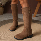 Tamina | Damen Kniehohe Stiefel Wildlederoptik – Braun