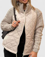 Thordana | Damen Steppjacke mit Strickärmeln – Beige