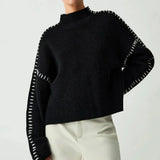 Thordea | Damen Oversize Strickpullover Schwarz – Schwarz