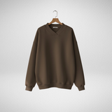 Thordine | Damen Oversize Pullover V-Ausschnitt – Braun