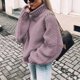 Thordisa | Damen Rollkragen Strickpullover Oversize – Lila (Fast ausverkauft)