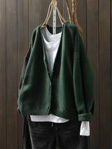 Thordula | Damen Strickjacke V-Ausschnitt Oversize – Grün