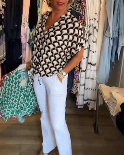 Broghane® | Bluse mit V-Ausschnitt und Aufdruck