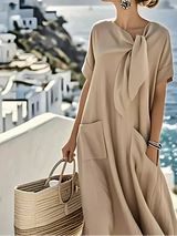 Jella | Damen Stilvolles Kleid Praktische Taschen – Kleid Taschen Alltag 2026 – Khaki