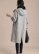 Annika | Trenchcoat Damen Übergrößen Kapuzen Langmantel Koreanischer Stil – Grau