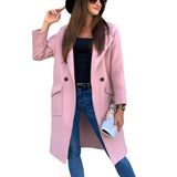 Mia | Trenchcoat Damen Eleganter Doppelreihiger Mantel mit Reverskragen – Rosa