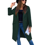 Mia | Trenchcoat Damen Eleganter Doppelreihiger Mantel mit Reverskragen – Schwarzgrün