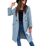 Mia | Trenchcoat Damen Eleganter Doppelreihiger Mantel mit Reverskragen – Himmelblau